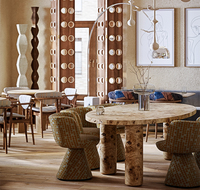 Ensemble de meubles de restaurant sur mesure de luxe, table ronde et chaises, meubles en bois pour hôtel, tables et chaises de restaurant haut de gamme