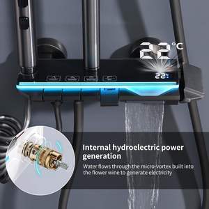 ชุดฝักบัวติดผนัง HOMELODY แบบสี่เหลี่ยมพร้อมราวเลื่อน ชุดอุปกรณ์ครบชุด ที่เก็บของแบบกระจก <span class=keywords><strong>ฝักบัว</strong></span>แบบเรนชาวเวอร์ <span class=keywords><strong>ก๊อก</strong></span>น้ำ 30 ซม. ปุ่มแบบเปียโน <span class=keywords><strong>ฝักบัว</strong></span> 4 ลำแสง - Product Image 2