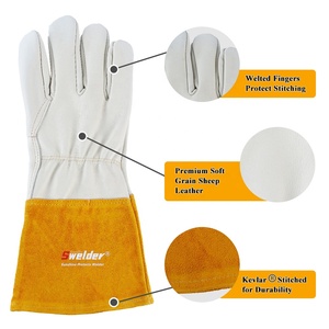 Swelder 14inch cao khéo léo ngọc trai tự nhiên Top Grain da dê da tia lửa kháng Arc Tig găng tay Hàn - Product Image 3