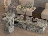 Table basse cube de luxe moderne en onyx de jade vert poli pour salon