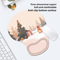 Tapis de souris de bureau en caoutchouc à thème de Noël, à récupération lente, avec repose-poignets pour clavier, résistant aux taches, en stock