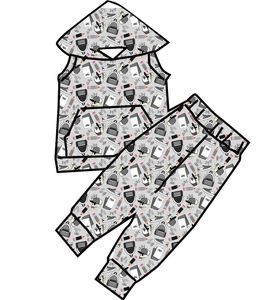 Dernière collection : Ensemble décontracté en coton à motif têtes de mort pour garçons, manches courtes, pantalon de jogging, vêtements printemps-automne - Product Image 6