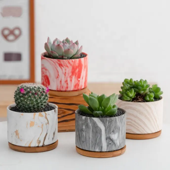 Nordic Marble Patterns Plant Pots Succulent Planter Ceramic Flower Pot Wholesale