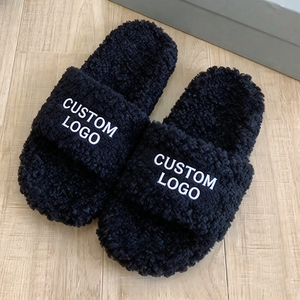 Pantuflas de Casa Personalizadas con Logotipo, de Peluche, Punta Abierta, para Interiores, para Mujer y Hombre, Calzado de Baño y Descanso - Product Image 5