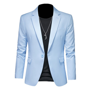 Chaqueta <span class=keywords><strong>de</strong></span> <span class=keywords><strong>Traje</strong></span> para <span class=keywords><strong>Hombre</strong></span>, Corte Entallado, Hombros Descubiertos, para Bodas y Oficina, Tejido Mezclado Tipo Lana <span class=keywords><strong>de</strong></span> Color Puro, Resistente a las Arrugas - Product Image 5