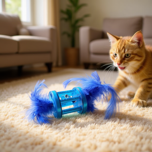 Yommy Cat Toy Feather <b>Drum</b> 4.2cm Interactive Pet Plaything - Product Image 3