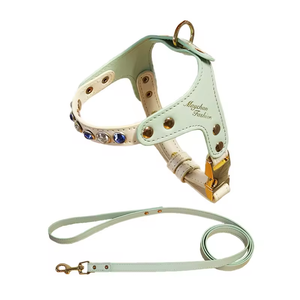 2026 New Leather Dog Harness Adjustable PU Leather Dog Harness and Leash Set for Small Dogs <b>Cats</b> Soft Walking Harness - Product Image 2