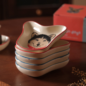 Assiette en <span class=keywords><strong>porcelaine</strong></span> émaillée mignonne, compatible micro-ondes, en forme <span class=keywords><strong>de</strong></span> chien <span class=keywords><strong>de</strong></span> dessin animé, pour friandises et assaisonnements pour chiens - Product Image 3