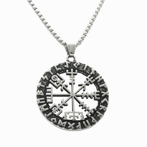 Collier pendentif Viking en acier inoxydable pour homme, design rond flocon de neige, style punk rétro 190225 - Product Image 5