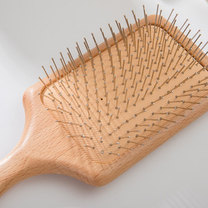 Custom <strong>Hair</strong> <strong>Brush</strong> Bamboo Wood Luxury New Design <strong>Detangling</strong> <strong>Hair</strong> Comb Metal Bristle Pins Paddle Hairbrush Detangler Manufacturer - Product Image 2