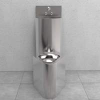 Lavabo et toilettes combinés modernes anti-déchirure et anti-collision en acier inoxydable allongé, à double chasse et évacuation en S