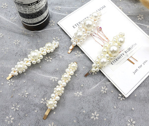 Pinces à <span class=keywords><strong>cheveux</strong></span> <span class=keywords><strong>avec</strong></span> perles pour femme, accessoire capillaire, bijou à la mode, élégant, Design coréen, Barrette, épingle, 1 pièce, Q464 - Product Image 2