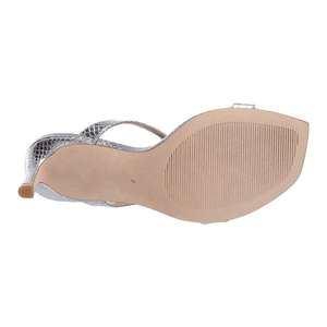 Trendy Silver Snake Metallic Skin Two Strap Stiletto Heels Scarpe Donna <span class=keywords><strong>Sandalias</strong></span> de tacón sexy para mujer - Product Image 5