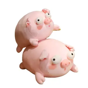 定制可爱软猪坐垫女孩睡觉派对猪娃娃超软毛绒玩具坐垫节日礼物