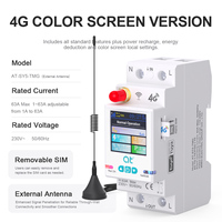 Pemutus Sirkuit Cerdas ATELE Custom OEM ODM 1P 63A 4G LTE Satu Fasa DIN Rail Saklar Jarak Jauh Meter Energi LCD Berwarna 230V 6kA MCB