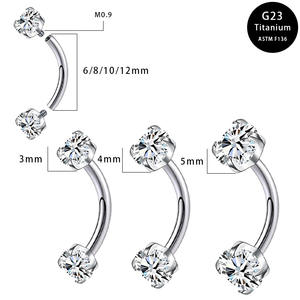 Zesen 16G Titane Corps Bijoux ASTM-F136 G23 <span class=keywords><strong>Prince</strong></span> <span class=keywords><strong>Albert</strong></span> Sourcil <span class=keywords><strong>Anneau</strong></span> Fileté Daith Boucle D'oreille Zircon Rhodium - Product Image 2