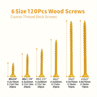 Kit d'assortiment de vis à tête fraisée à douille Torx pour terrasse autotaraudeuse jaune antirouille 100/120/200 pièces