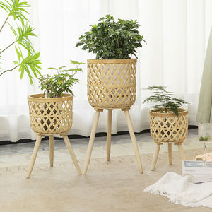 Allwetter Bambus gewebte Blumentopf Behälter Home Use <span class=keywords><strong>Wicker</strong></span> Planter <span class=keywords><strong>Basket</strong></span> mit Blumenmuster