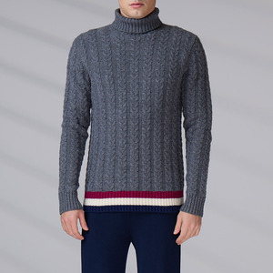 Pull-over col roulé en laine tricotée torsadée pour homme, personnalisé, anti-boulochage, décontracté, idéal pour l'hiver – Fabricant de tricots - Product Image 2