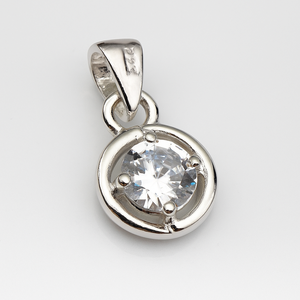 Colgante Redondo de 6mm con Circonita Cúbica en Plata de Ley con Baño de Rodio, Joyería Minimalista para Mujer, Regalo - Product Image 4