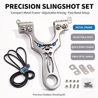 Slingshot en acier inoxydable multifonctionnel, léger et durable, adapté aux débutants, avec bande plate à dégagement rapide et viseur à 6 broches en fibre.