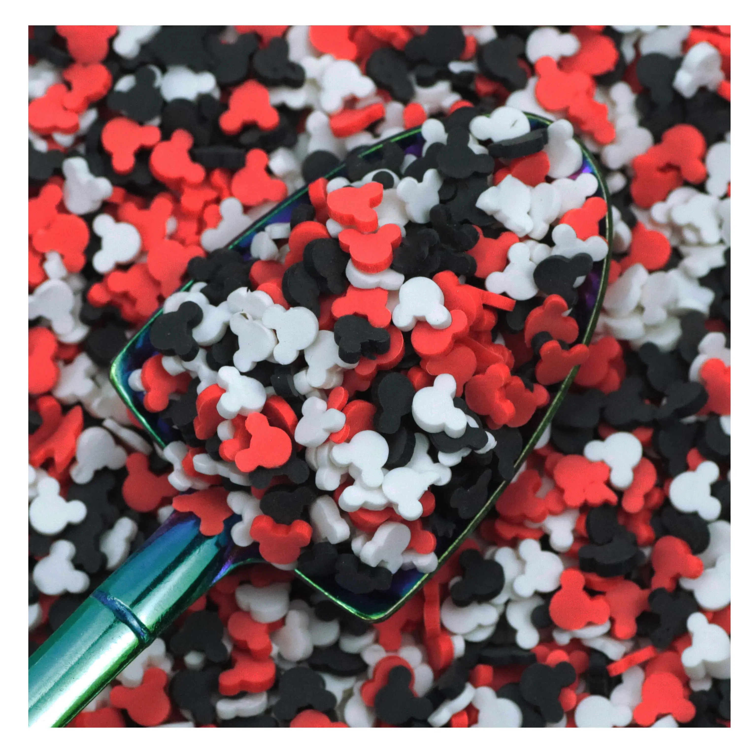 Oreille de souris d'Halloween en argile polymère rouge, blanc et noir, 1kg, tranche d'oreille de souris Slime DIY Craft Art Decoration Nail Tumblers