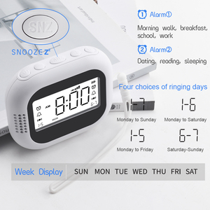 Quarto Rádio FM Vibração Despertador <span class=keywords><strong>Display</strong></span> Digital Moderno para a Aposentadoria com bateria 2 Define Alarme - Product Image 2