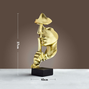 <span class=keywords><strong>Nova</strong></span> abstrait résine visage Sculpture Figurine moderne européen Silence est or Statue créative bureau salon Art décoration - Product Image 6
