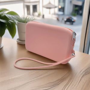 Nouvelle trousse de maquillage simple en silicone pur, imperméable, portable, avec fermeture éclair et poignée, sac de rangement pour papeterie - Product Image 1