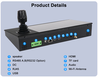 Controlador PTZ Portworld YC-PTZ10 con Pantalla Táctil IPS de 10 Pulgadas y Joystick, Compatible con 255 Cámaras IP, Uso con Monitor Wi-Fi
