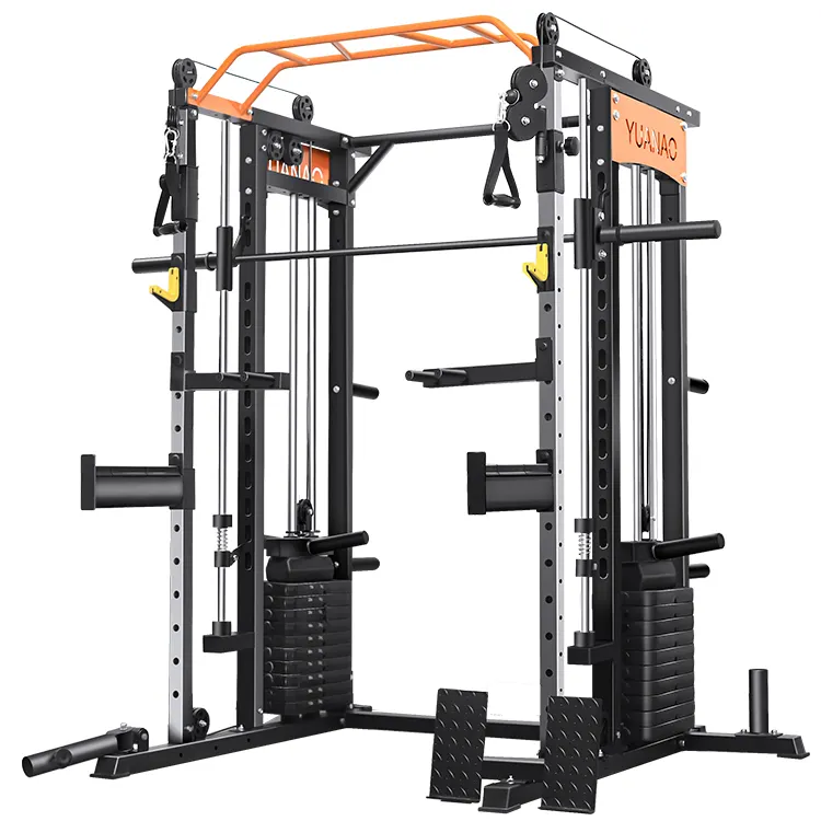 Best Verkopende Fitnessapparatuur Multi-Functionele Trainer Multifunctionele Smith Machine Kabel Crossover Zwart Zilver Home Gym Box