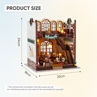 ODM 2025 Nouvelle maison miniature DIY Librairie Magique Artisanat en bois Métal Plastique Papier Lumière LED Puzzle 3D en bois 23x18x24cm >14 ans