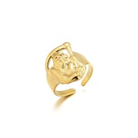 Bague en acier inoxydable 316L plaqué or 18 carats, imperméable et anti-taches. Bague tendance en forme de cœur de coquillage d'étoile de mer.