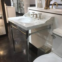 Lavabo en céramique vintage Luxor blanc double vasque console support chromé poli pied de comptoir mural 2025