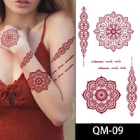 Autocollants de tatouage pour les mains Tatouage temporaire pour le corps Imperméable Marron Rouge Marron foncé Sexy Autocollants de tatouage pour les doigts et les mains pour femmes et filles