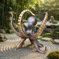 Sculpture sur mesure en bronze massif de pieuvre - Art animalier marin sur mesure, livraison mondiale, cadeau pour la Fête Nationale et les anniversaires