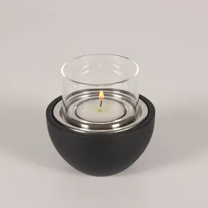 Festive glass cover metal round candlestick candleholder candle holder metal