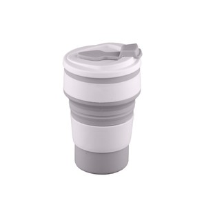 Hiking Outdoor Durable Foldable Food Grade Silicone Drink <b>Mug</b> Cup with Lid - Product Image 1