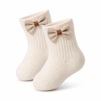 Chaussettes pour bébé personnalisées avec nœud, chaussettes côtelées pour nouveau-né, chaussettes pour nourrisson, chaussettes en coton doux, chaussettes mignonnes pour tout-petits