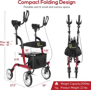 Andador Plegable Vertical HCT-9123B-N <span class=keywords><strong>para</strong></span> <span class=keywords><strong>Adultos</strong></span> <span class=keywords><strong>con</strong></span> <span class=keywords><strong>Asiento</strong></span>, Dispositivo Médico Ajustable <span class=keywords><strong>para</strong></span> el Cuidado en el Hogar, Rollator <span class=keywords><strong>para</strong></span> Personas <span class=keywords><strong>con</strong></span> Discapacidad - Product Image 3