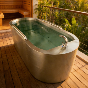 Baignoire de récupération de chaleur en acier inoxydable pour extérieur, grande, ovale, pour bain de glace, personnalisable, compatible aménagement paysager, fabrication OEM, ODM - Product Image 1