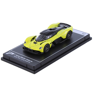 โมเดล1/64 DCD Aston Martin Valkyrie ใน LIME Essence โลหะสีเหลืองกับ "hypercar League Collection" สีดำ