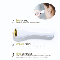 Mini masseur pour les yeux et les lèvres plaqué or 24 carats Ridoki pour la relaxation de la peau, réduction des ridules et des rides, rouleau dermique