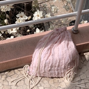 Bolso de Hombro Rosa con Volantes y Cordón, Portátil, para Viaje, Almacenamiento, Estudiante, Gran Capacidad, Correa Única, Primavera 2024 - Product Image 2
