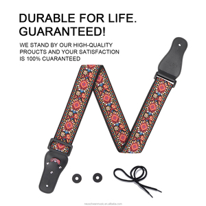 Correa de guitarra eléctrica de tejido suave, ajustable, bordada, acústica - Product Image 6