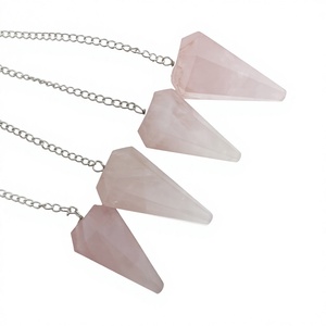 Péndulo de Cuarzo Rosa Pulido de Alta Calidad en Forma de Cono con Cadena de Plata para Feng Shui y Reiki, Meditación y Sanación, Venta al Por Mayor - Product Image 5