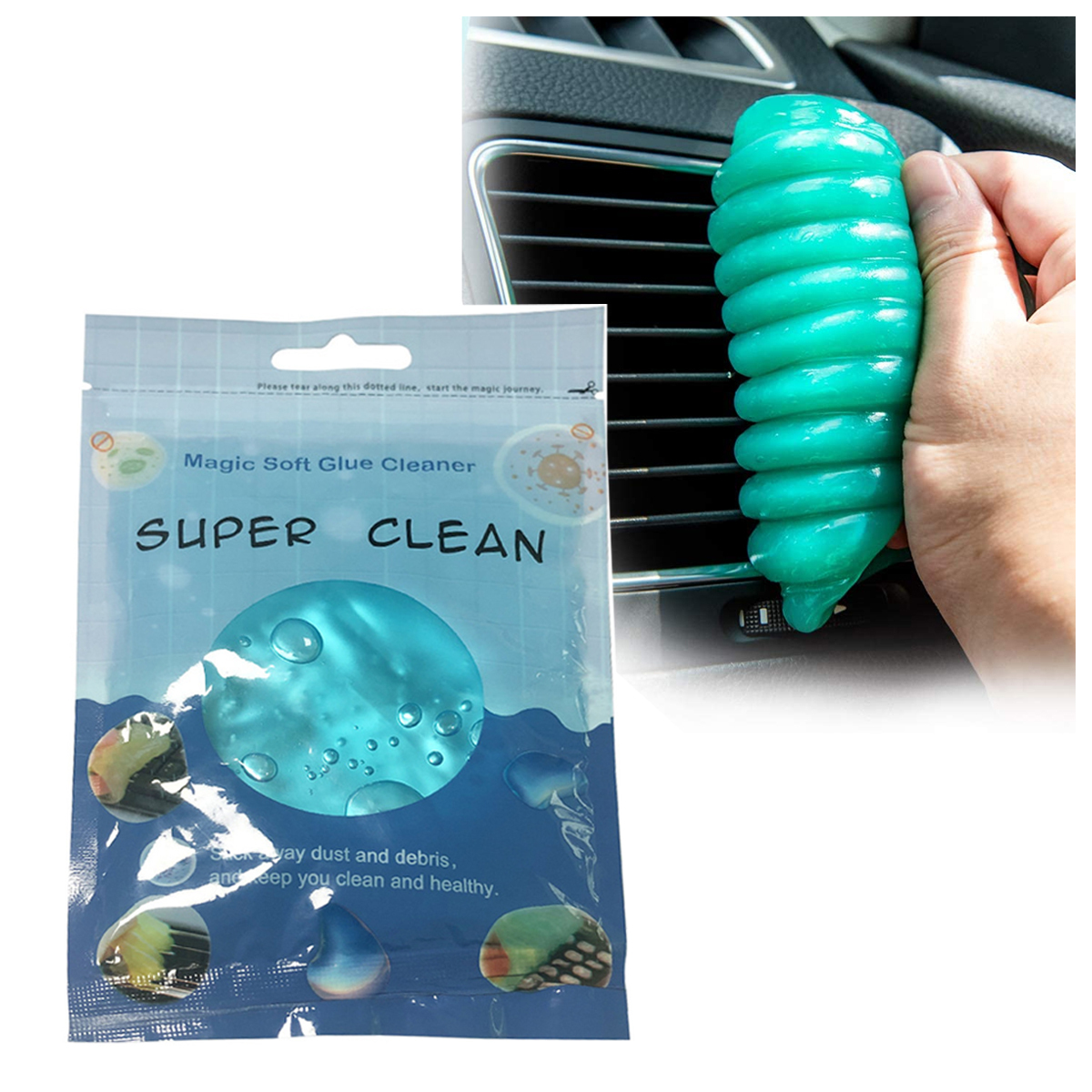 Car Cleaning Gel, Dust Cleaner, Interior Cleaner, Putty Gels, Car Accessories, 80 г, 1 Bag