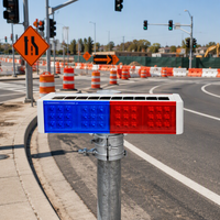 Balise de signalisation clignotante à LED rouge et bleue double face, alimentée par énergie solaire, directe usine, portable, en ABS, pour circulation nocturne