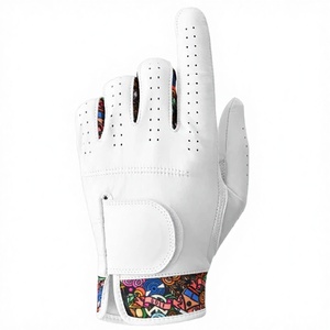 Custom Women's Golf <b>Gloves</b> 1 Pair Left/Right Hand Breathable <b>Moisture</b> Wicking 3D Mesh Non-Slip Sheepskin Hook Loop Closure - Product Image 1
