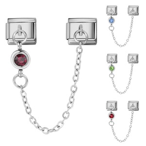 Double-hook Birthstone Modular Bracelet <b>Titanium</b> Steel <b>Chain</b> Unisex Gift Jewelry - Product Image 3